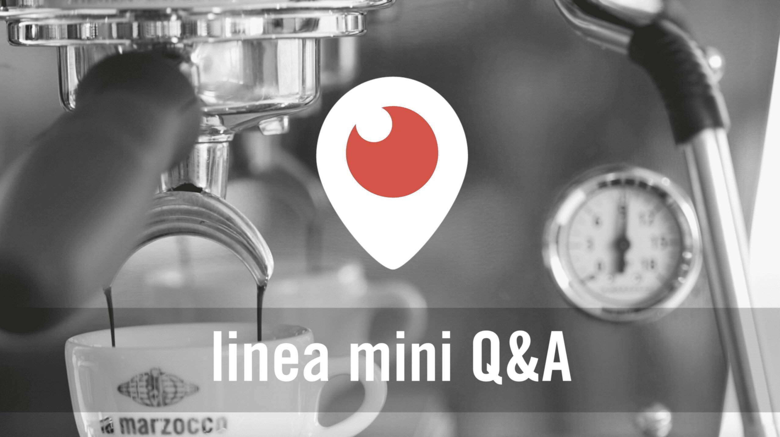 La Marzocco Linea Mini espresso machine with Periscope app logo, Q&A promotional image