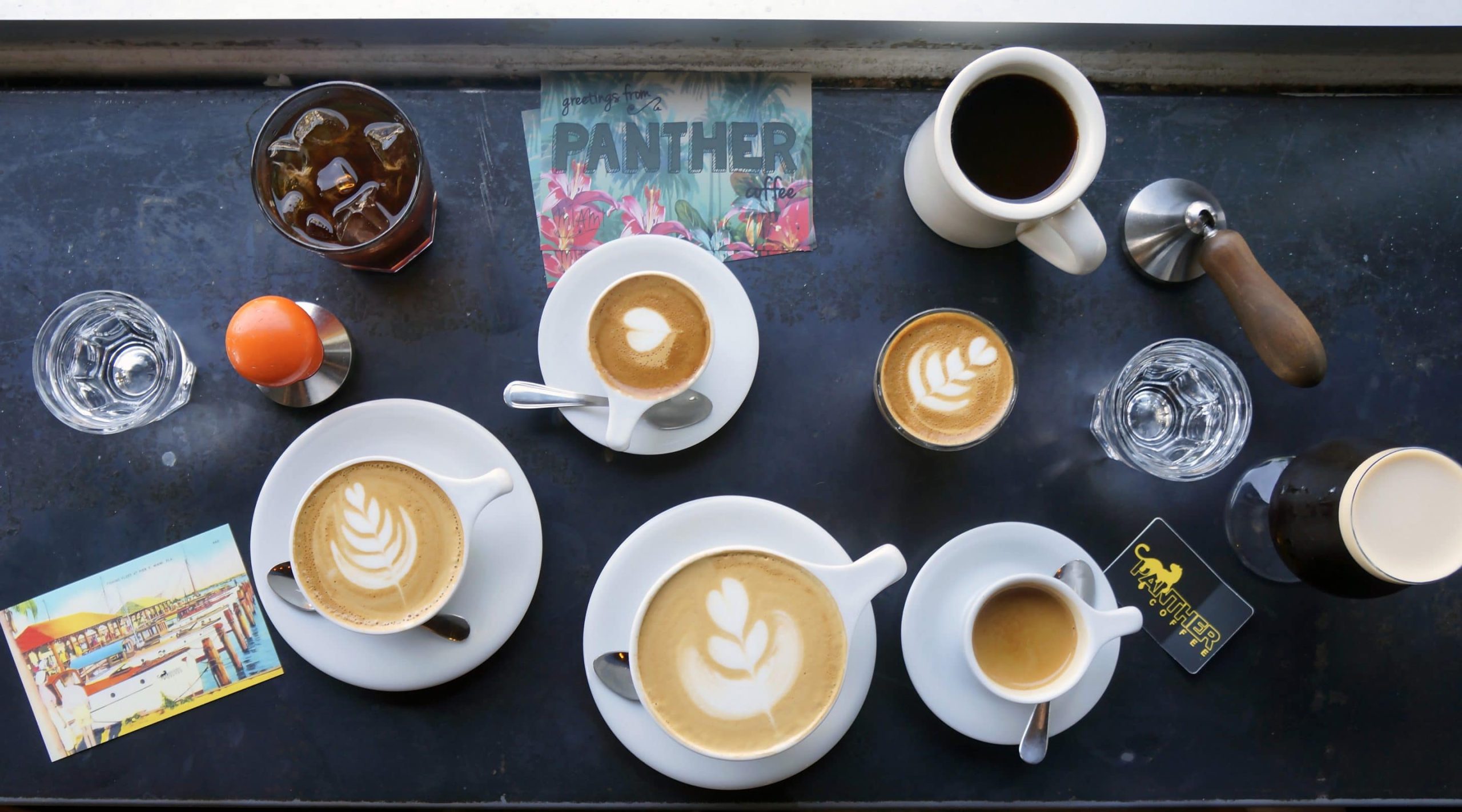 a medley of coffee drinks
