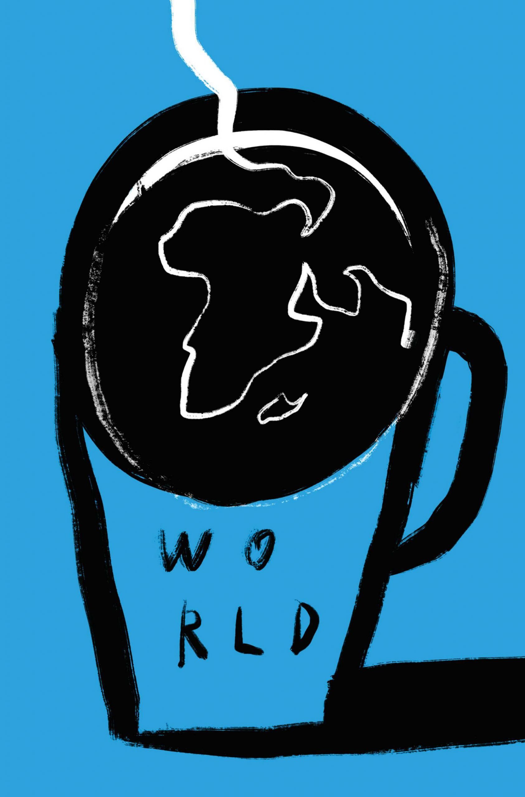 Illustration of the world in a cup of coffee