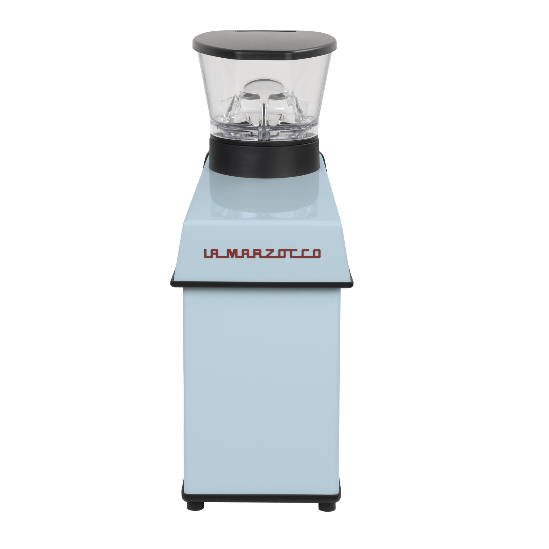 La Marzocco Pico grinder in light blue, back view