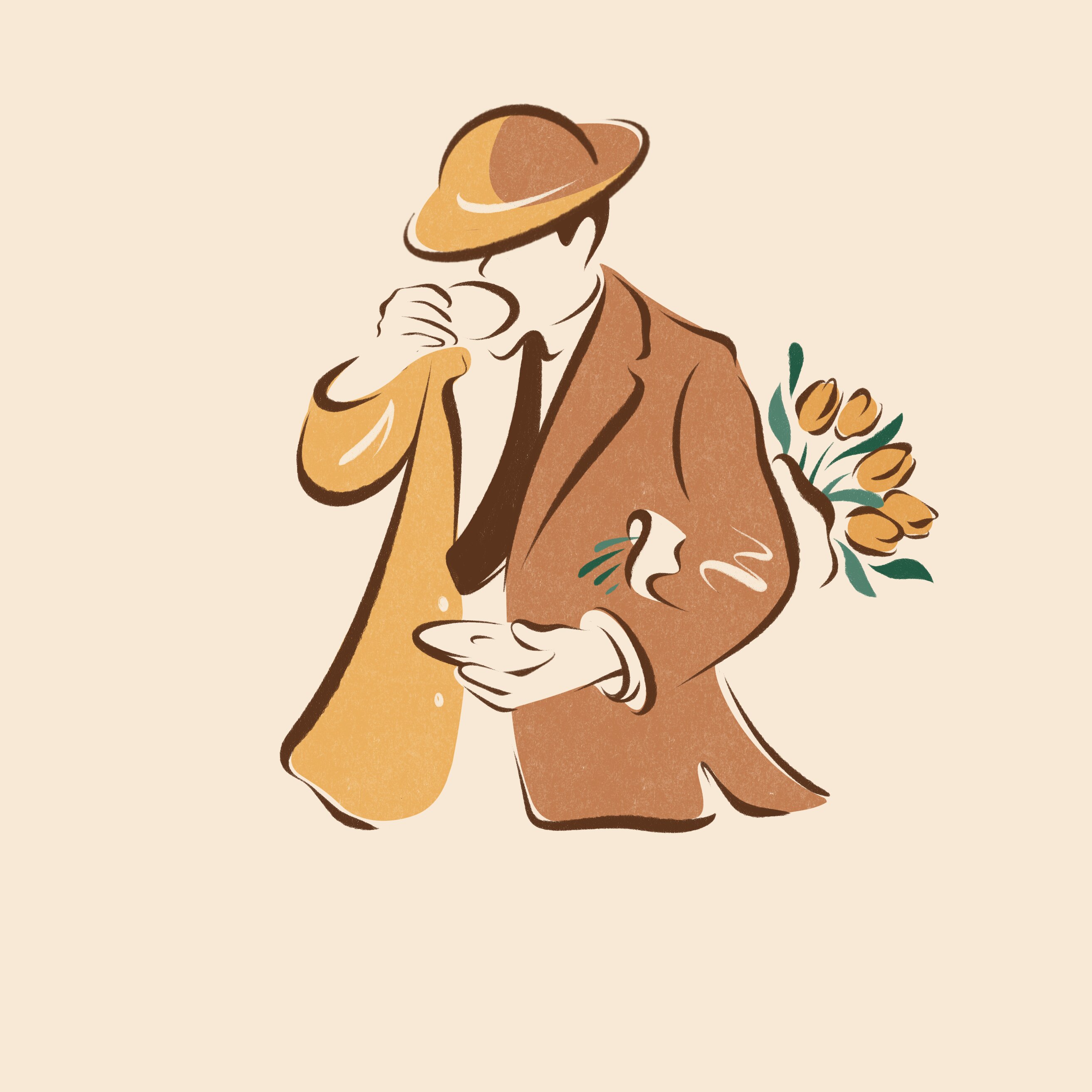 Home barista enjoying an espresso break with flowers and coffee in a warm, inviting setting